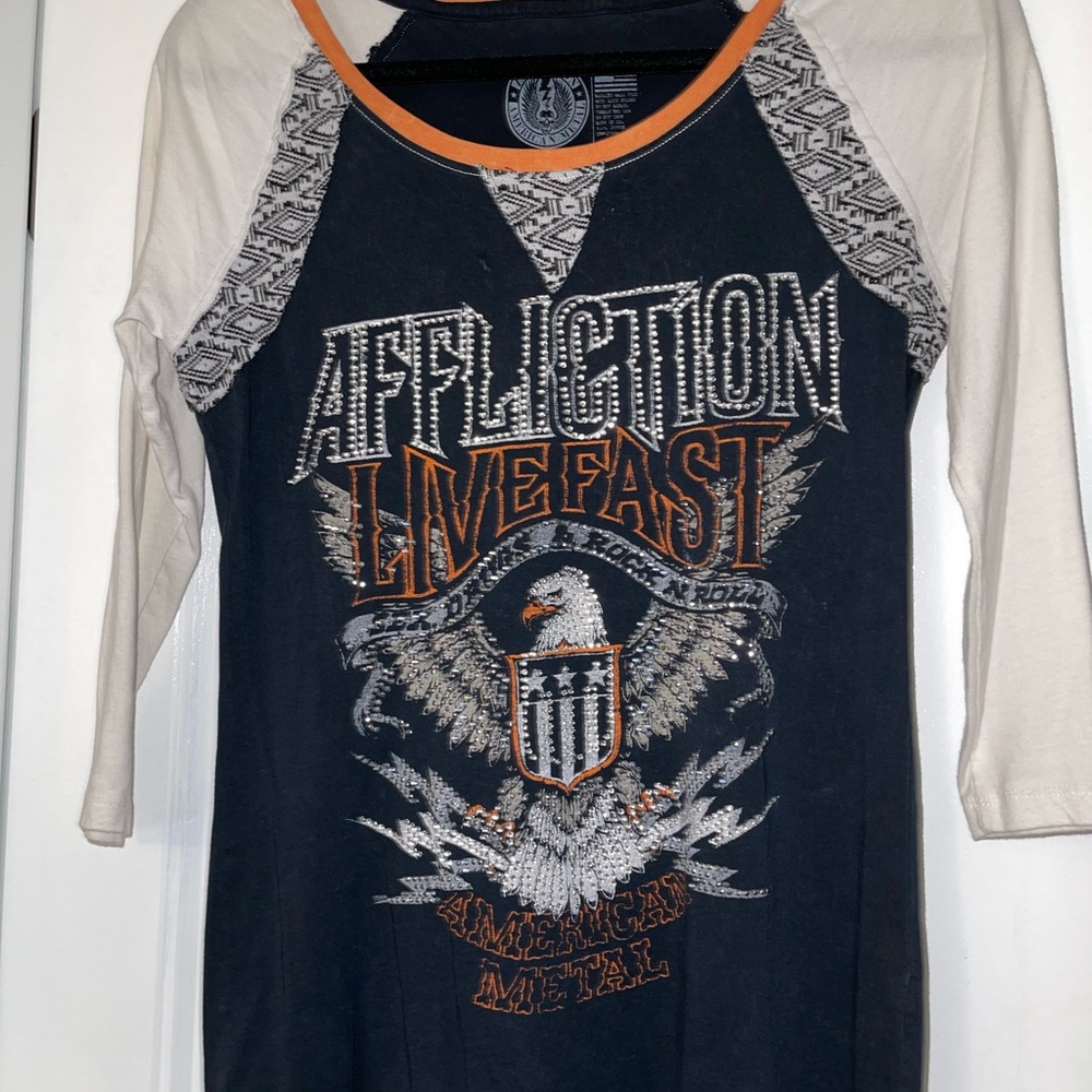 Affliction Brand 3/4 sleeve t-shirt Women Size Medium